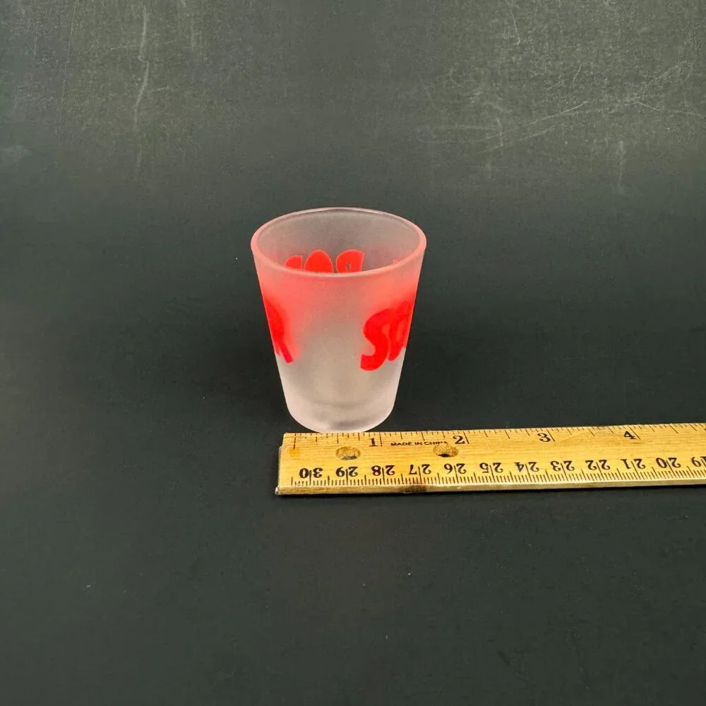 Vintage South of the Border Frosted Shot‎ Glass Neon Hot Pink Bar Made in Taiwan
